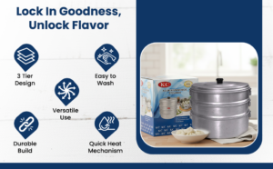 Make delicious street-style momos at home with the KC Aluminium 3-Tier Momos Steamer. Strong, durable, easy to clean and perfect for healthy oil-free steaming.